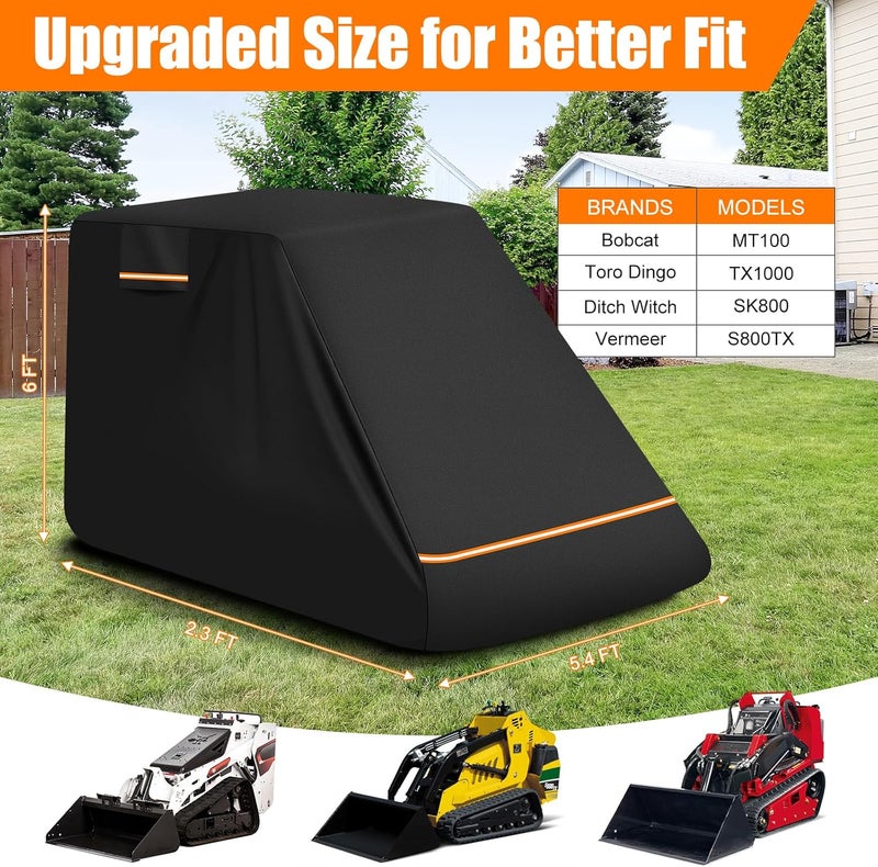 BIGACOVER All Weather 600D Oxford Skid Steer Cover Compatible with Bobcat MT100, Toro Dingo TX1000, Ditch Witch SK800, Heavy Duty Outdoor Waterproof Skid Steer Loader Cover with PU Coating 110" Lx43 Wx57 H - Image 2